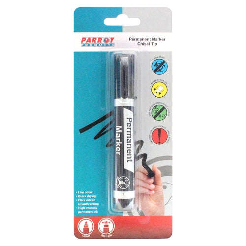 Parrot Chisel Tip Permanent Marker Carded (Black) | PP0301B