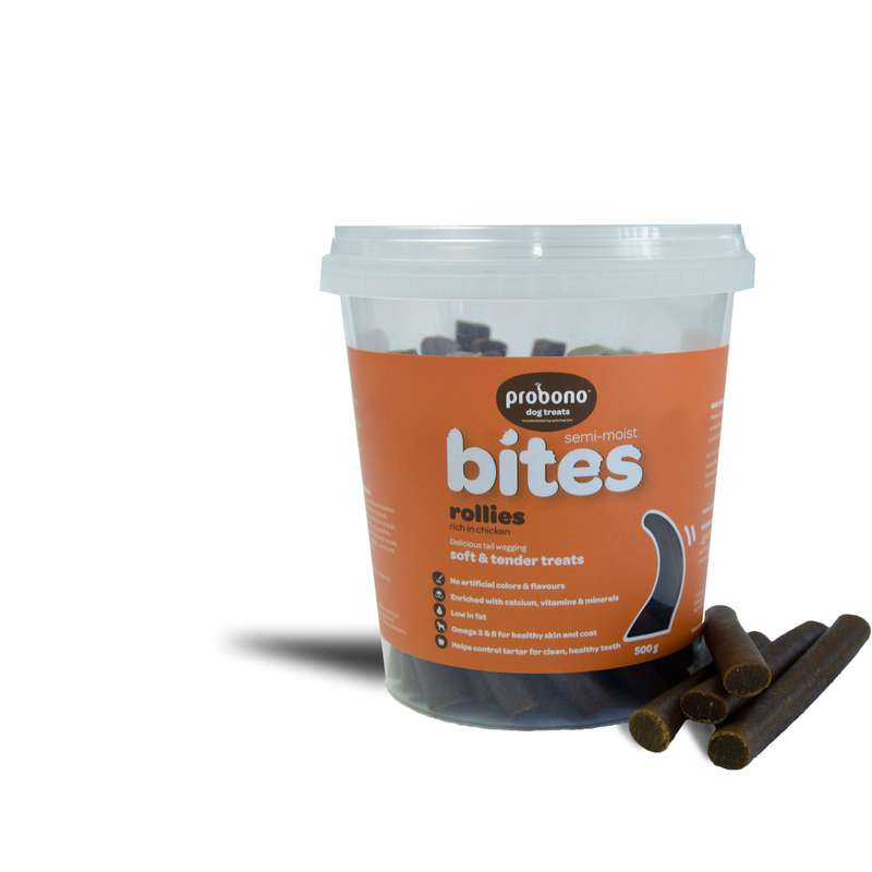 Probono Semi-moist Bites Rollies rich in Chicken 500g