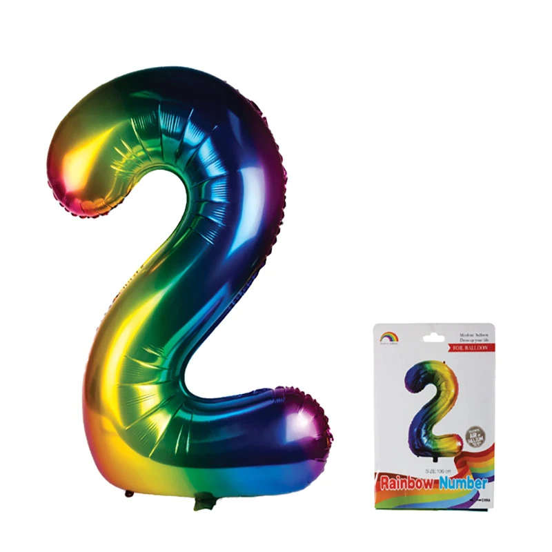 Rainbow Number Helium Balloon 106cm