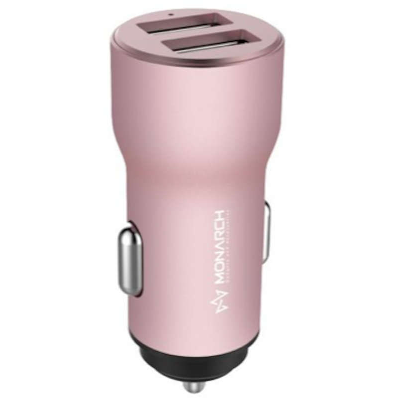 MONARCH DUAL-USB CAR CHARGER PINK