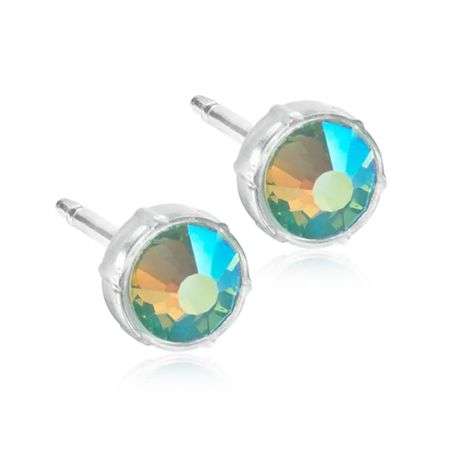 Blomdahl Medical Plastic 6mm Dusty Green Stud Earrings
