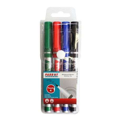 Parrot Whiteboard Marker Slimline (Pack of 4) PW0401B