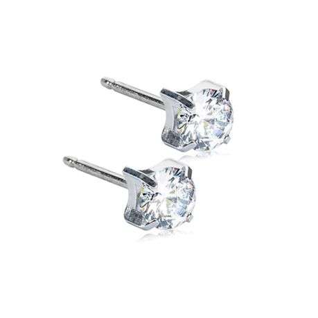 Blomdahl Silver Titanium 5mm Tiffany White Stud Earrings