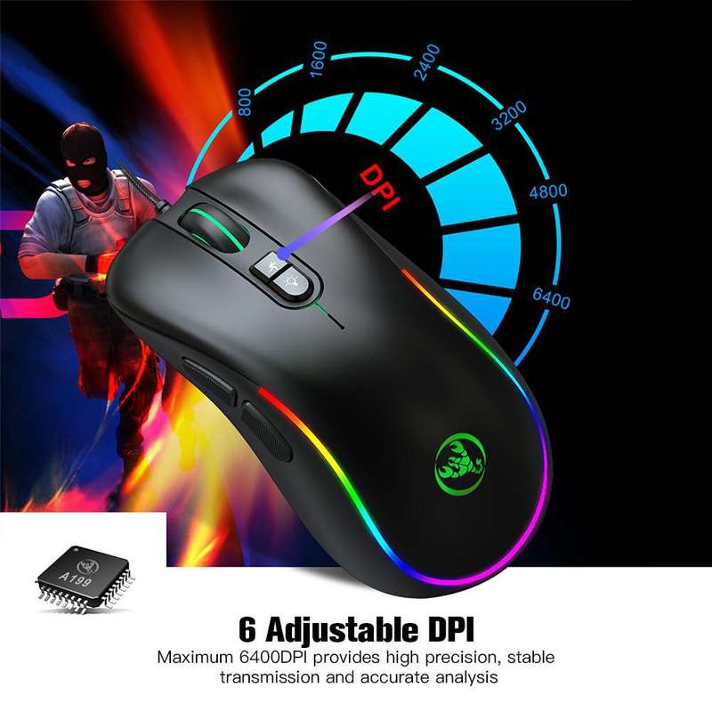 HXSJ J300 Wired Gaming Mouse - Black