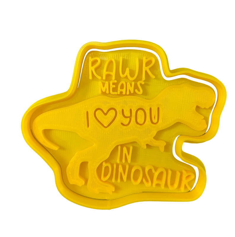 Hubbe Cookie Cutter - Valentines Dino - Rawr means I Love You in Dinosaur