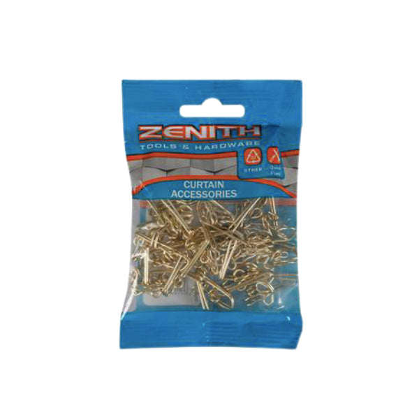 Zenith- Brass Curtain Hooks 50 Pack  15