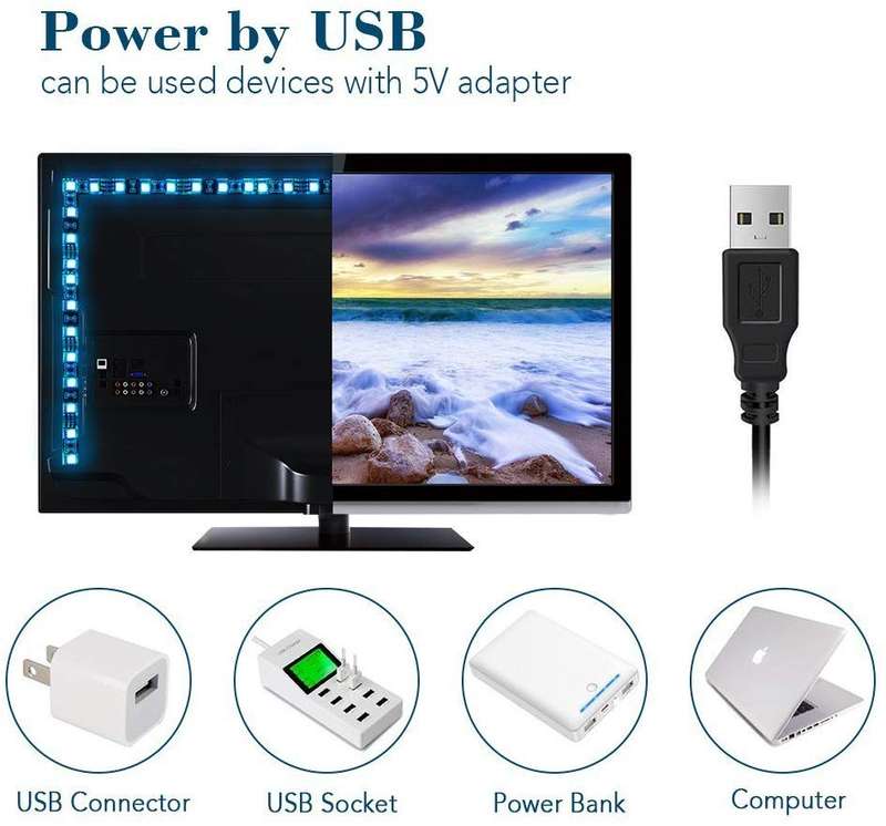 5V USB RGB LED LIGHT STRIP WITH REMOTE CONTROLLER - 2M LED STRIP LIGHT