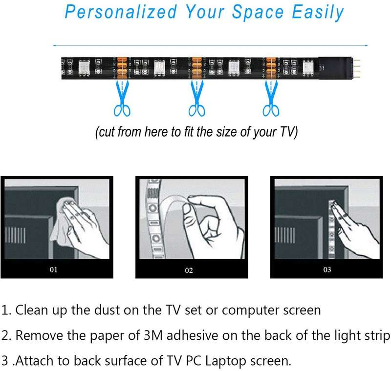 5V USB RGB LED LIGHT STRIP WITH REMOTE CONTROLLER - 2M LED STRIP LIGHT