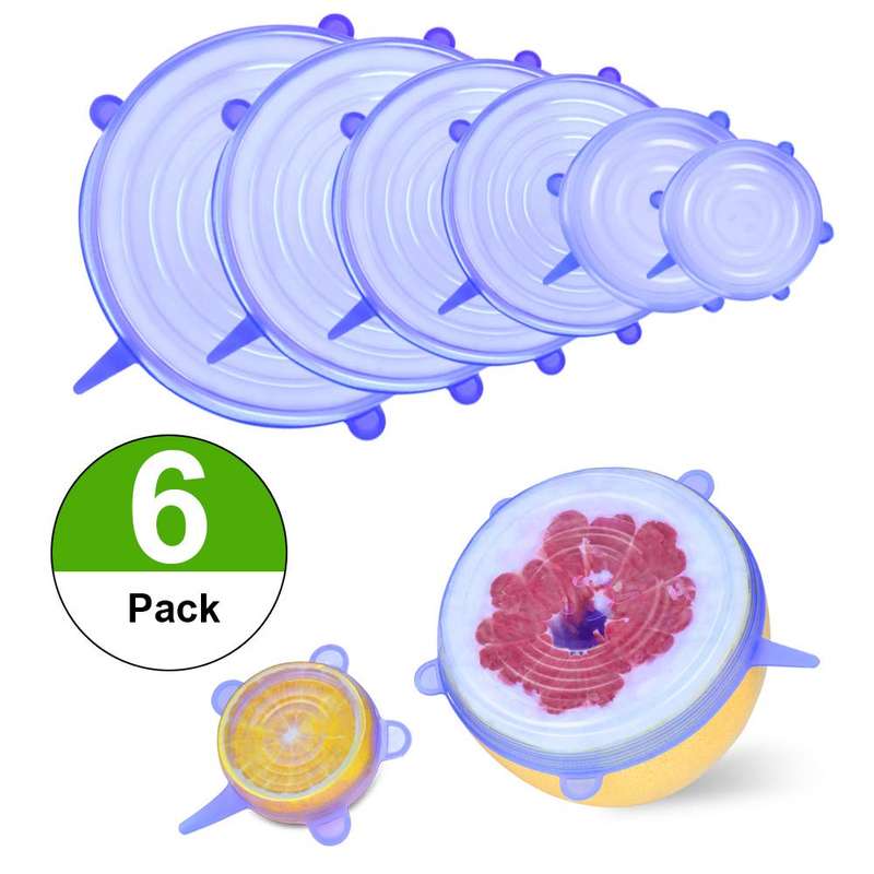 6-Pack Silicone Reusable Durable and Expandable Lids
