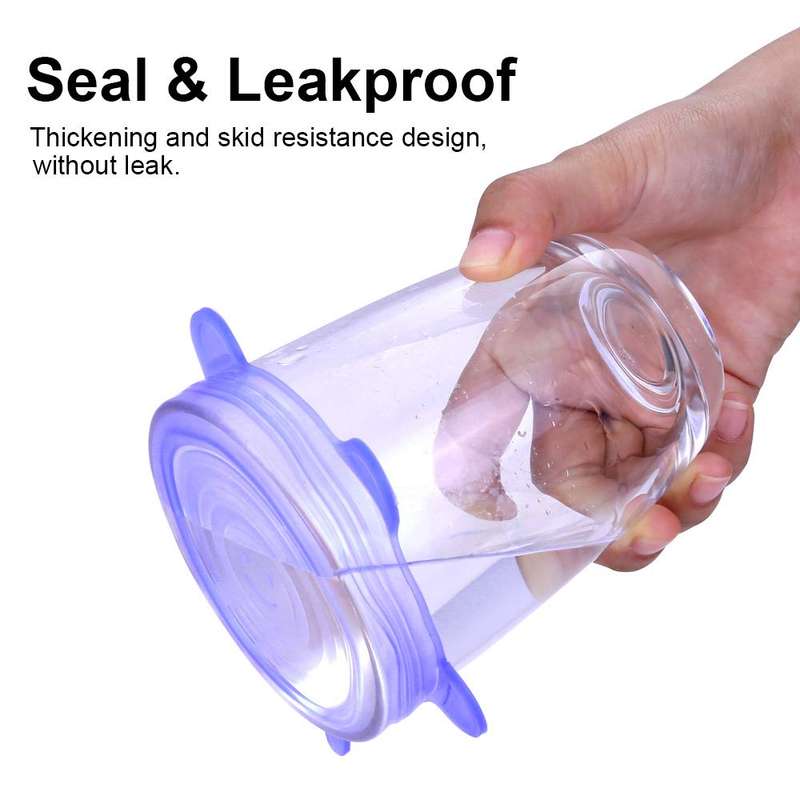 6-Pack Silicone Reusable Durable and Expandable Lids