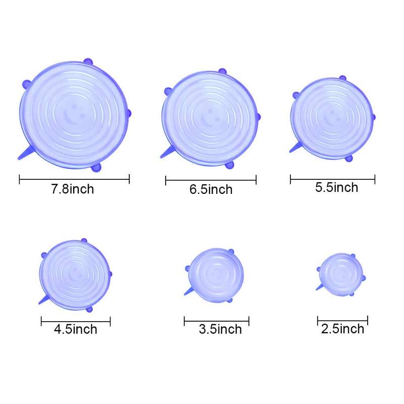 6-Pack Silicone Reusable Durable and Expandable Lids