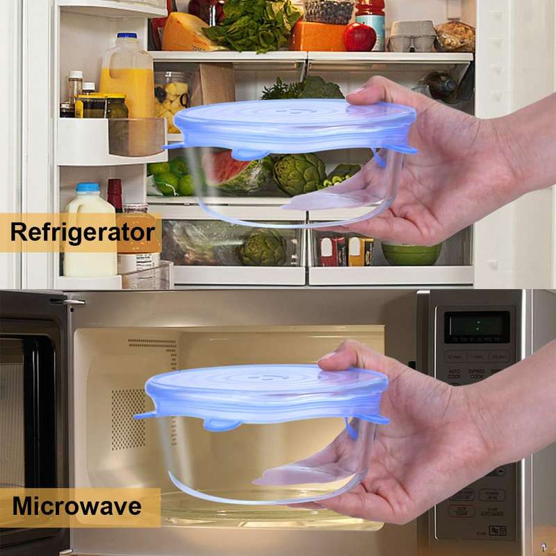 6-Pack Silicone Reusable Durable and Expandable Lids