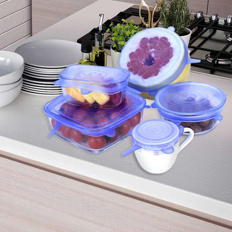 6-Pack Silicone Reusable Durable and Expandable Lids