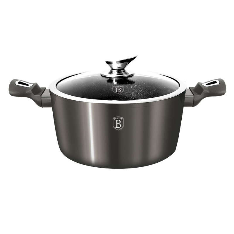 Berlinger Haus 28cm Marble Coating Casserole with Lid Carbon Metallic