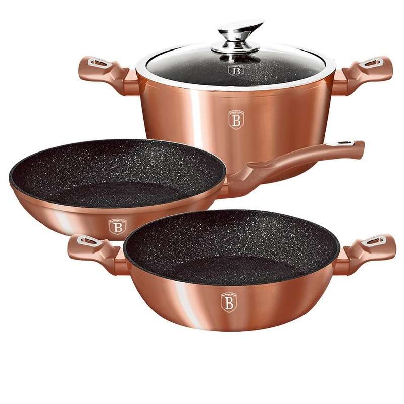 Berlinger Haus 4-Piece Marble Coating Cookware Set - Rose Gold