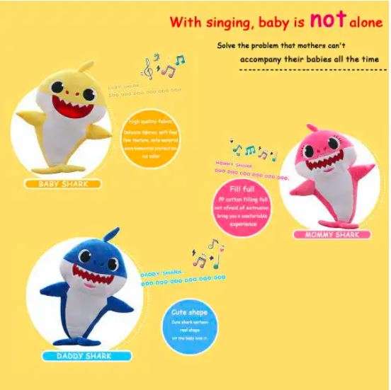 Baby Shark Plush Singing LED Light -BLUE