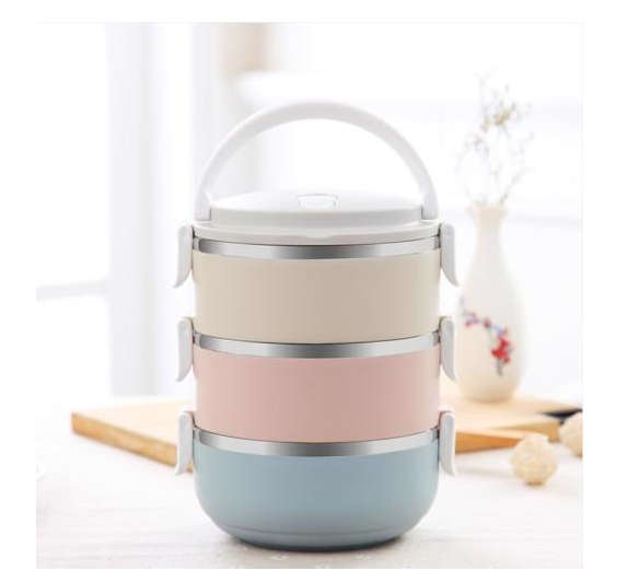 3 Layer Stainless Steel Lunch Box with Thermal Food Insulated Container