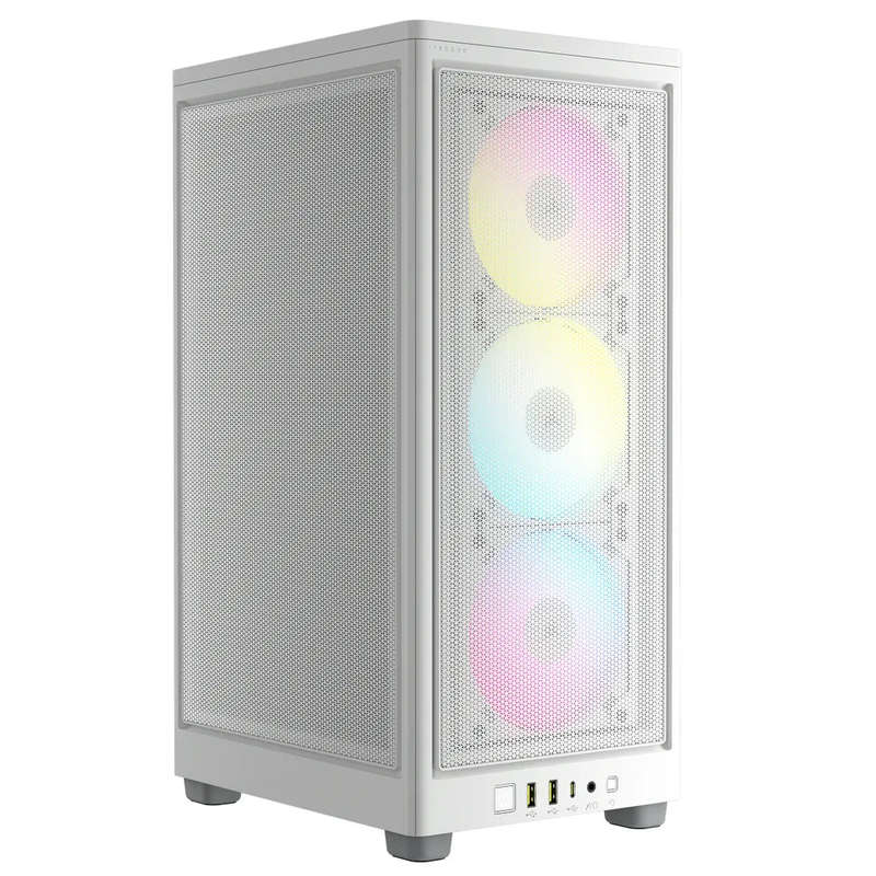 2000D ICUE Airflow Tempered Glass Mid-Tower; White; AF Slim fans/SF PSU only