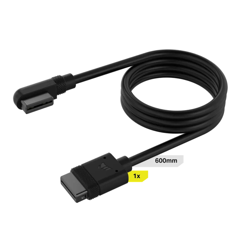 CORSAIR iCUE LINK Cable; 1x 600mm with Straight/Slim 90° connectors; Black
