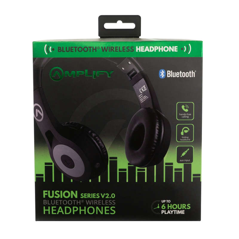 Amplify Fusion Series V2.0 Bluetooth Headphones - Black/Grey