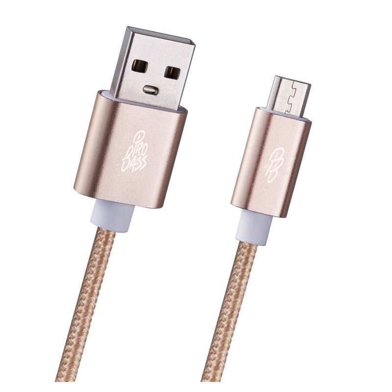 Pro Bass Braided series Micro USB cable 1.2m - gold