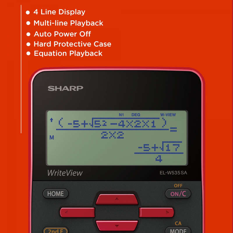 Sharp EL535 Scientific Calculator - 422 Functions- Red