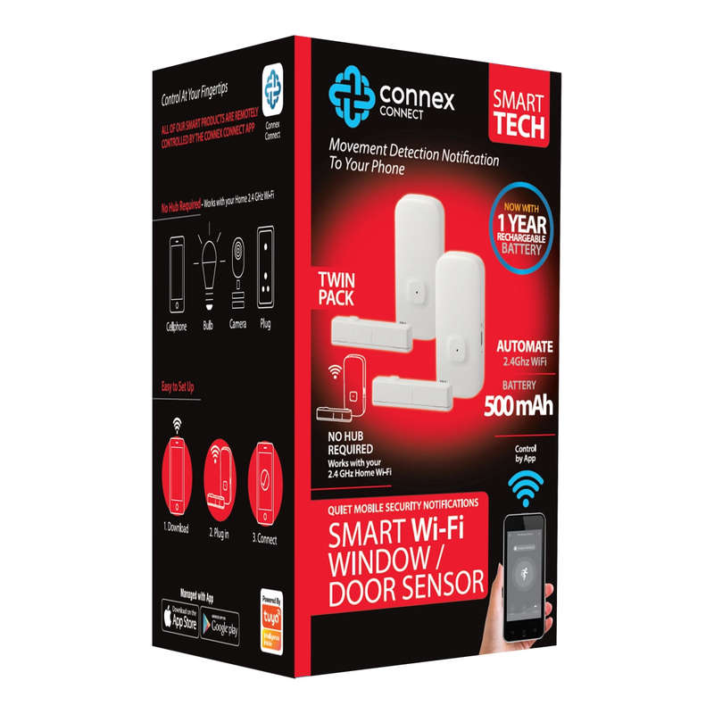 Smart WiFi Door Window Sensor Recharge Twin Pack