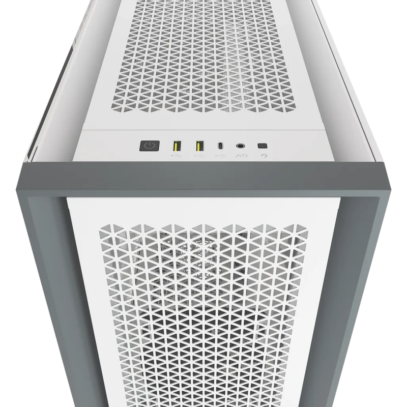 5000D Airflow Tempered Glass Mid-Tower; White - 4x3.5''; 2x2.5''; Up to 360mm Liquid Coolers - AT...