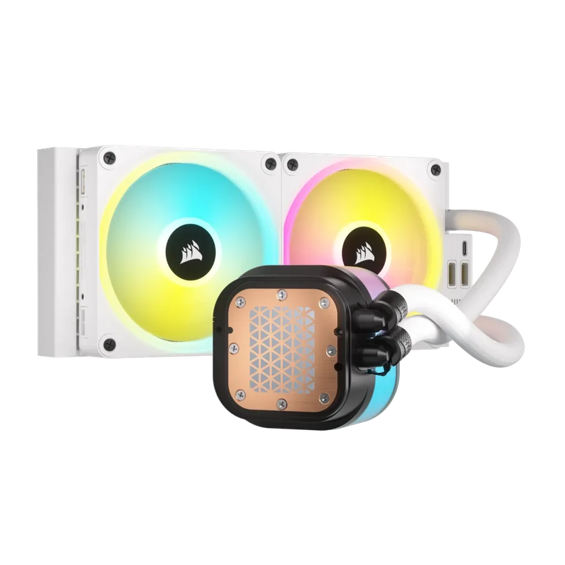 CORSAIR iCUE LINK H100i RGB Liquid CPU Cooler - QX120 RGB Fans - White - 240mm Radiator - Fits In...
