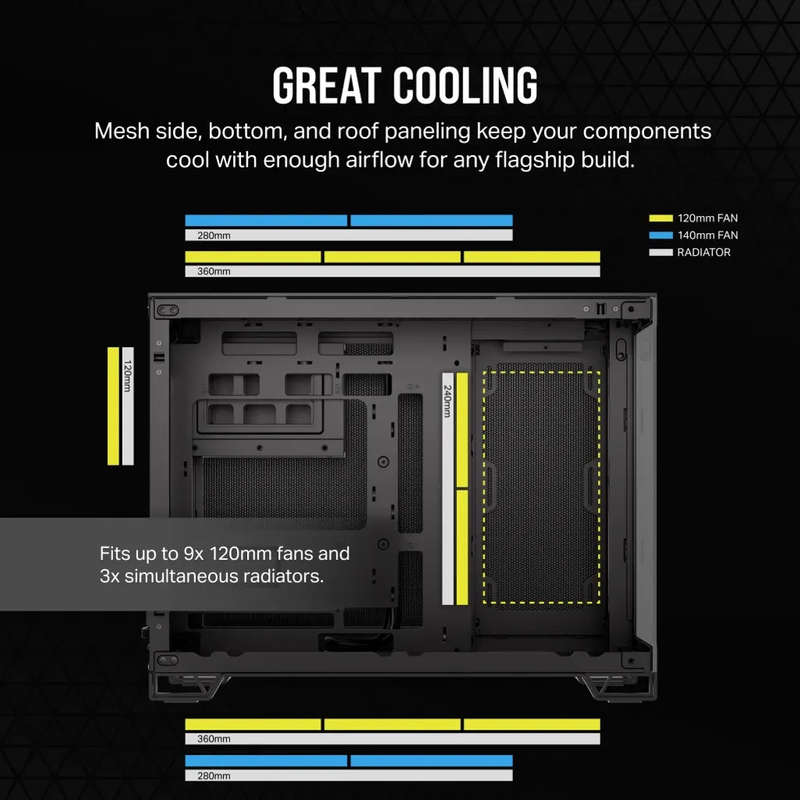 2500D AIRFLOW Micro ATX Dual Chamber PC Case; Black