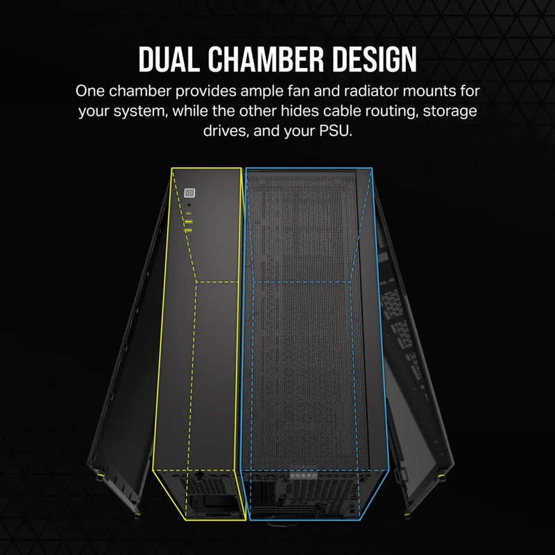 2500D AIRFLOW Micro ATX Dual Chamber PC Case; Black
