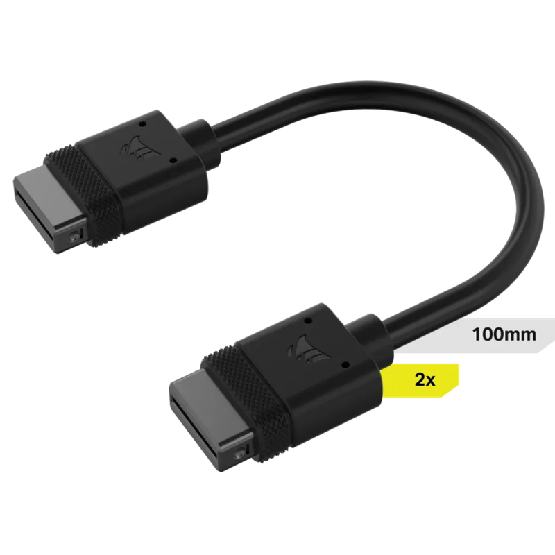 CORSAIR iCUE LINK Cable; 2x 100mm with Straight connectors; Black