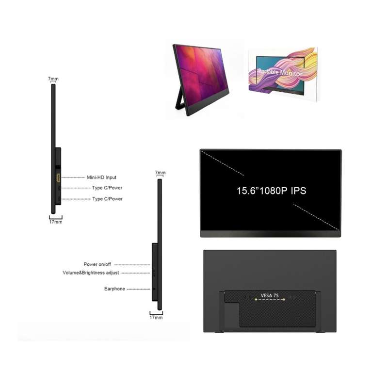 Boltex Full HD Portable IPS Monitor - Type C & HDMI Including Boltex Cover
