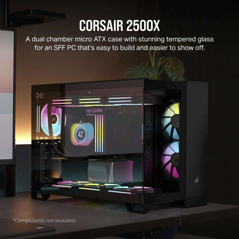 2500D AIRFLOW Micro ATX Dual Chamber PC Case; Black
