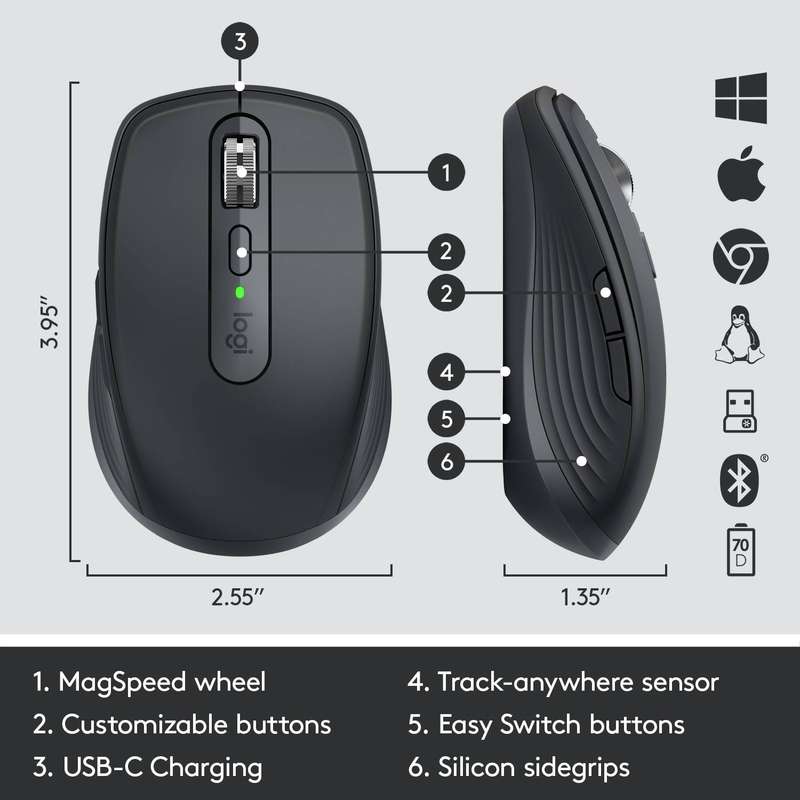 Logitech MX Anywhere 3 Mouse Graphite