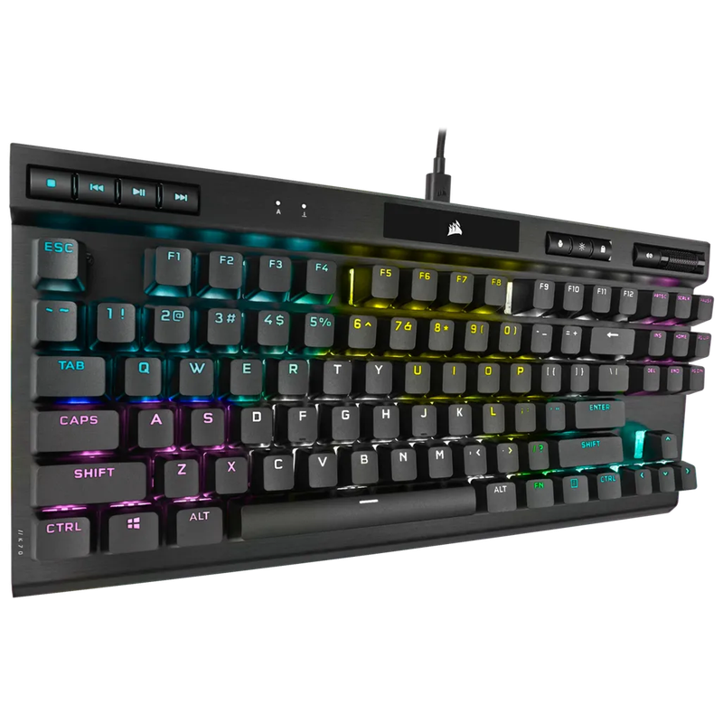 Corsair K70 RGB TKL Mechanical Gaming Keyboard; Backlit RGB LED; Cherry MX Speed Keyswitches; Black