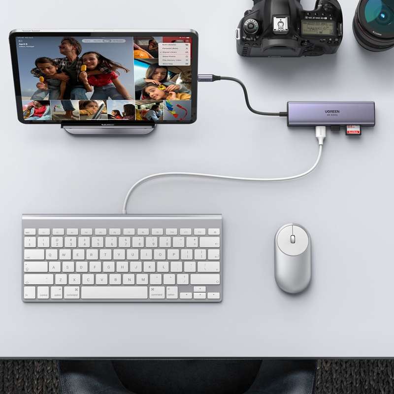 UGREEN Revodok 7-in-1 Type-C Hub | 4K HDMI, PD, RJ5, USB 3.0, SD/TF  - Silver