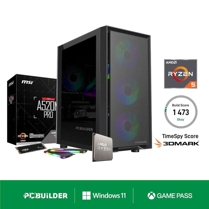 PCBuilder AMD Ryzen 5 5600GT DEFENDER Windows 11 Gaming PC