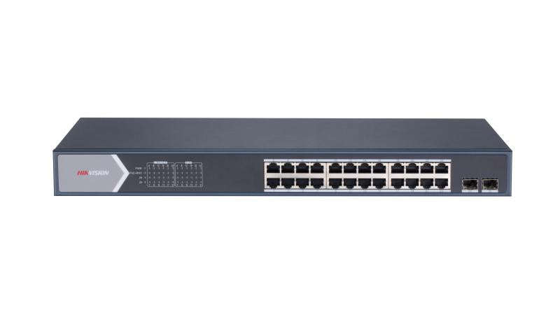 Hikvision L2  Smart Managed  24 Gigabit PoE ports  2 Gigabit SFP ports  802.3af/at  PoE power bud...
