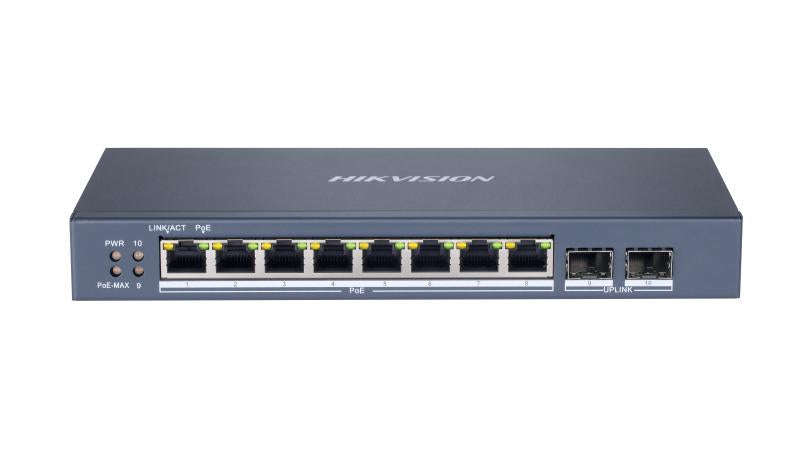 Hikvision L2  Smart Managed  8 Port Gigabit PoE ports  2 Gigabit SFP ports  802.3af/at  PoE power...