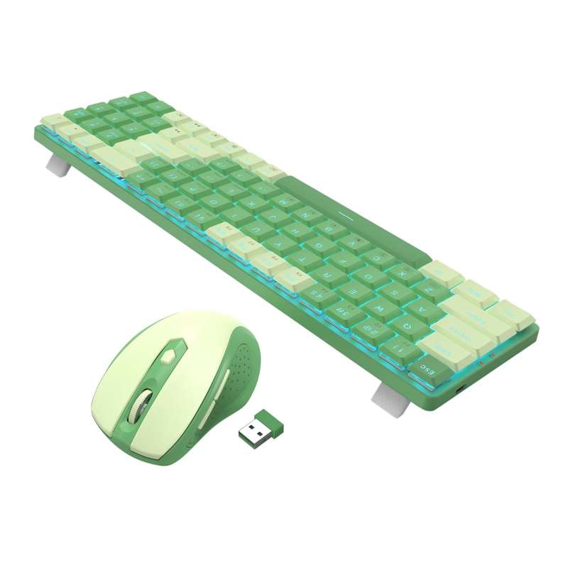 Redragon BS8772 Wireless Keyboard and Mouse Combo - Green/White