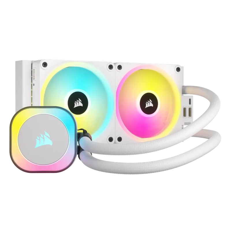 CORSAIR iCUE LINK H100i RGB Liquid CPU Cooler - QX120 RGB Fans - White - 240mm Radiator - Fits In...