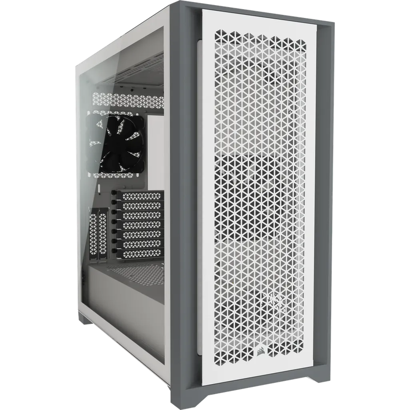 5000D Airflow Tempered Glass Mid-Tower; White - 4x3.5''; 2x2.5''; Up to 360mm Liquid Coolers - AT...