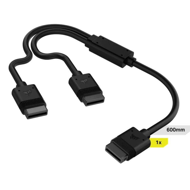 CORSAIR iCUE LINK Cable; 1x 600mm Y-Cable with Straight connectors; Black