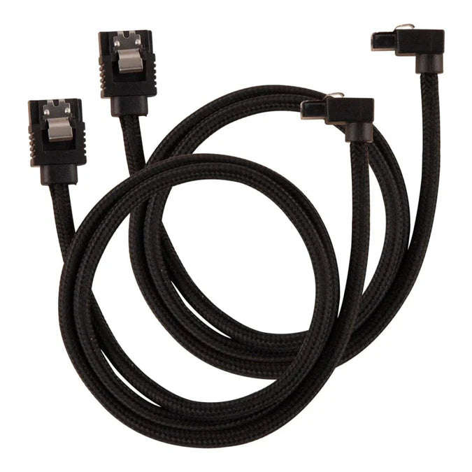 Corsair Premium Sleeved SATA Data Cable Set with 90° Connectors; Black; 60cm