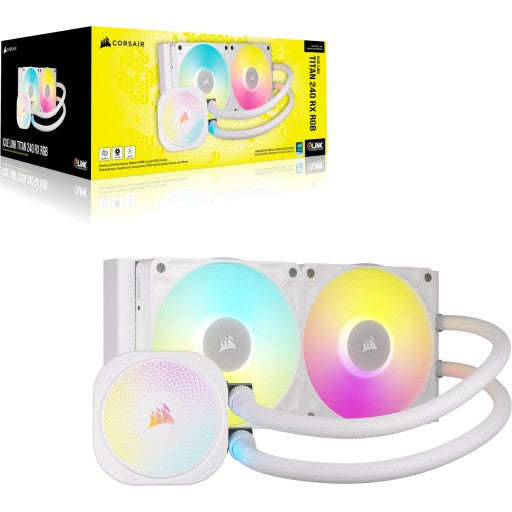 CORSAIR iCUE LINK TITAN 240 RX RGB Liquid CPU Cooler - White  RX120 RGB Fans  Fits Intel® ...