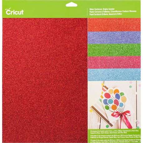2007757 - Cricut Glitter Cardstock 12x12'' 10-sheet Sampler (Brights)