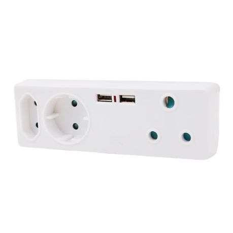 Ellies 3 Way Adaptor With Dual USB's