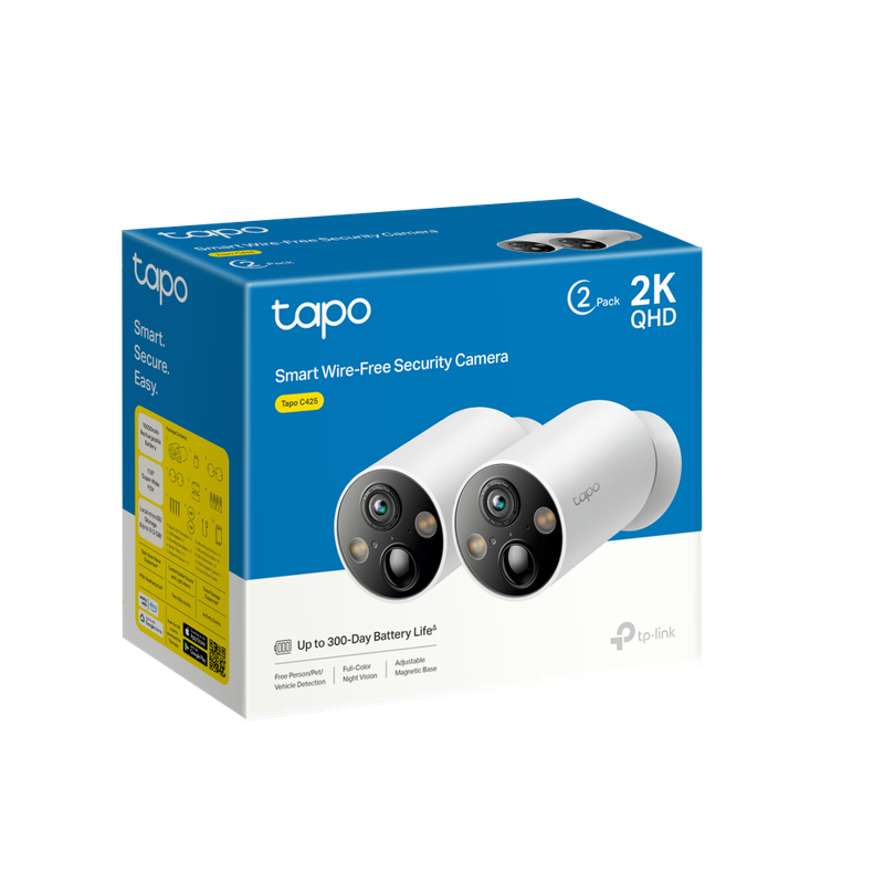 TP-Link Tapo C425 (2-pack) 4MP 2K QHD Battery Wirefree Outdoor security Camera