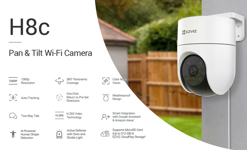 EZVIZ H8C Full HD Outdoor Pan/Tilt Security WiFi Camera